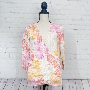 Lane Bryant Pink/Orange/Gray Button Up Sweater Size 14/16